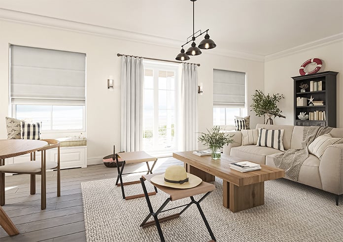 Florence Faux Suede, Grey Mist - Motorised Roman Blind - Image 6